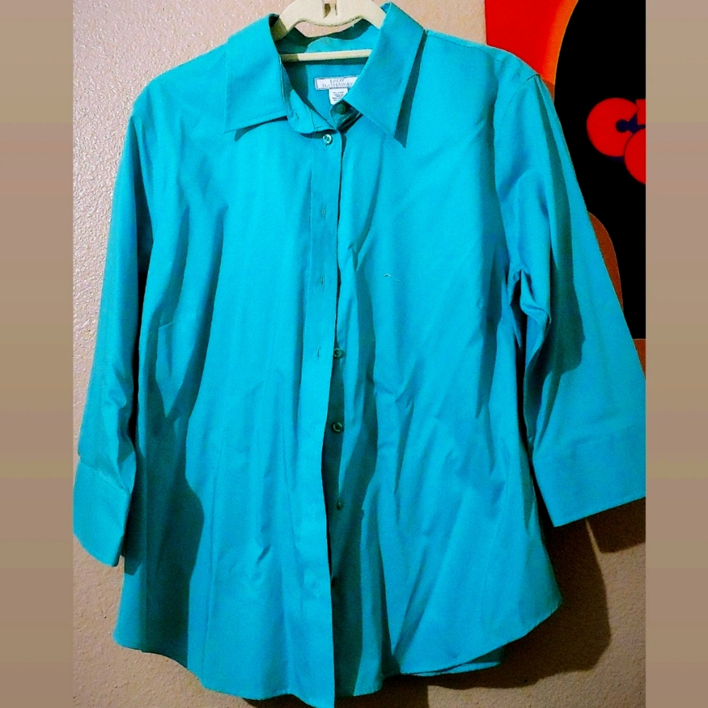 Lady Hathaway Light Blue Button Down Blouse